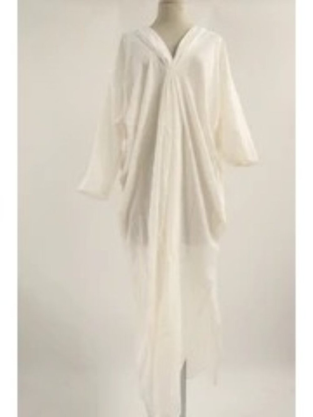 Pat Primo Womens Embroidered V-neck Caftan Maxi Dress Size Medium White Cotton